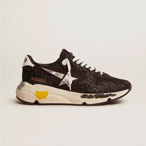 Golden Goose Running Sole Sneakers in black nylon and glitter with Silver Star